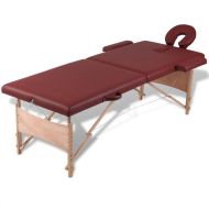 vidaXL Červený skladací masážny stôl s 2 zónami a dreveným rámom - cena, srovnání