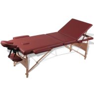 vidaXL Červený skladací masážny stôl s 3 zónami a dreveným rámom - cena, srovnání