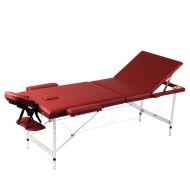 vidaXL Červený skladací masážny stôl s 3 zónami a hliníkovým rámom - cena, srovnání