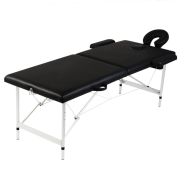 vidaXL Čierny skladací masážny stôl, 2 zóny, hliníkový rám - cena, srovnání