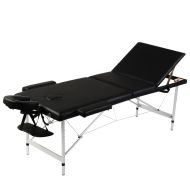 vidaXL Čierny skladací masážny stôl s 3 zónami a hliníkovým rámom