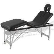 vidaXL Čierny skladací masážny stôl so 4 zónami a hliníkovým rámom