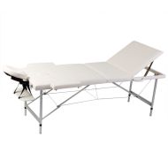 vidaXL Krémovo biely skladací masážny stôl s 3 zónami a hliníkovým rámom - cena, srovnání