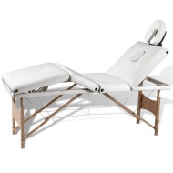 vidaXL Krémovo biely skladací masážny stôl so 4 zónami a dreveným rámom - cena, srovnání