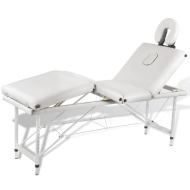 vidaXL Krémovo biely skladací masážny stôl so 4 zónami a hliníkovým rámom - cena, srovnání