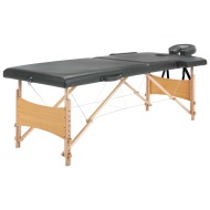 vidaXL Masážny stôl s 2 zónami, drevený rám, antracitový 186x68 cm - cena, srovnání