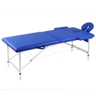 vidaXL Modrý skladací masážny stôl, 2 zóny, hliníkový rám - cena, srovnání