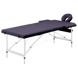 vidaXL Skladací masážny stôl 2-zónový fialový hliníkový