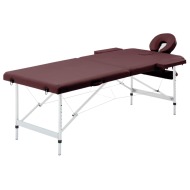 vidaXL Skladací masážny stôl 2-zónový vínovo-fialový hliníkový - cena, srovnání