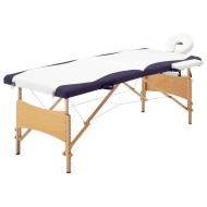 vidaXL Skladací masážny stôl, 2 zóny, drevo, bielo fialový - cena, srovnání