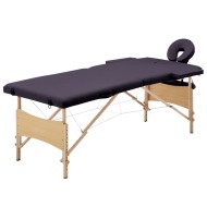 vidaXL Skladací masážny stôl, 2 zóny, drevo, fialový - cena, srovnání