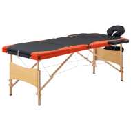 vidaXL Skladací masážny stôl, 3 zóny, drevo, čierno oranžový - cena, srovnání