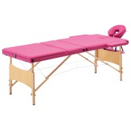 vidaXL Skladací masážny stôl, 3 zóny, drevo, ružový - cena, srovnání