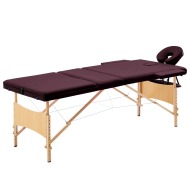vidaXL Skladací masážny stôl, 3 zóny, drevo, vínovo fialový - cena, srovnání