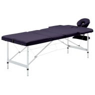 vidaXL Skladací masážny stôl, 3 zóny, hliník, fialový - cena, srovnání