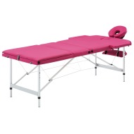 vidaXL Skladací masážny stôl, 3 zóny, hliník, ružový - cena, srovnání
