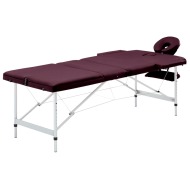 vidaXL Skladací masážny stôl, 3 zóny, hliník, vínovo fialový - cena, srovnání