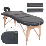 vidaXL Skladací masážny stôl, 4 cm hrubý, 2 podhlavnky, oválny, čierny - cena, srovnání
