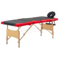 vidaXL Skladací masážny stôl 4 zónový drevený čierny a červený - cena, srovnání