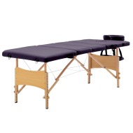 vidaXL Skladací masážny stôl 4 zónový drevený fialový - cena, srovnání