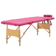 vidaXL Skladací masážny stôl 4 zónový drevený ružový - cena, srovnání