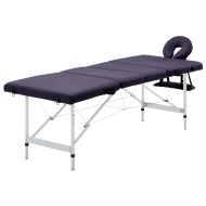 vidaXL Skladací masážny stôl 4 zónový fialový hliníkový