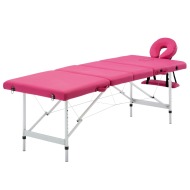 vidaXL Skladací masážny stôl 4 zónový ružový hliníkový - cena, srovnání