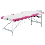 vidaXL Skladací masážny stôl s 3 zónami, hliník, bielo ružový - cena, srovnání