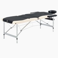 vidaXL Skladací masážny stôl s 3 zónami, hliník, čierno béžový - cena, srovnání