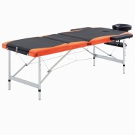 vidaXL Skladací masážny stôl s 3 zónami, hliník, čierno oranžový - cena, srovnání