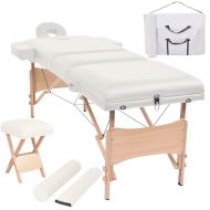 vidaXL Sklápací 3-zónový masérsky stôl a stolička 10 cm hrubý biely - cena, srovnání