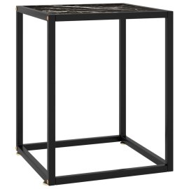 vidaXL Čajový stolík čierny s čiernym mramorovým sklom 40x40x50 cm
