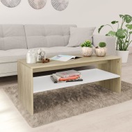 vidaXL Konferenčný stolík, biela+dub sonoma 100x40x40 cm, drevotrieska - cena, srovnání