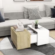 vidaXL Konferenčný stolík biely a dub sonoma 60x60x38 cm drevotrieska - cena, srovnání