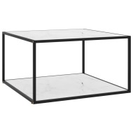 vidaXL Konferenčný stolík, čierny, biele mramorové sklo 90x90x50 cm - cena, srovnání