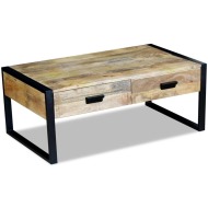 vidaXL Konferenčný stolík s 2 zásuvkami, masívne mangové drevo, 100x60x40 cm - cena, srovnání