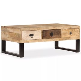 vidaXL Konferenčný stolík s 3 zásuvkami, mangovníkové drevo, 90x50x35 cm