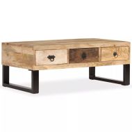 vidaXL Konferenčný stolík s 3 zásuvkami, mangovníkové drevo, 90x50x35 cm - cena, srovnání