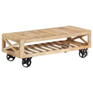 vidaXL Konferenčný stolík s kolieskami mangovníkové drevo 110x50x37 cm - cena, srovnání