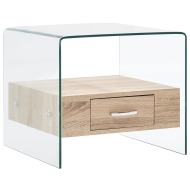 vidaXL Konferenčný stolík so zásuvkou 50x50x45 cm, tvrdené sklo - cena, srovnání