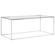 vidaXL Konferenčný stolík strieborný 120x60x45 cm nehrdzavejúca oceľ a sklo - cena, srovnání