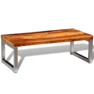 vidaXL Konferenčný stolík z dreveného masívu sheesham s oceľovými nohami - cena, srovnání