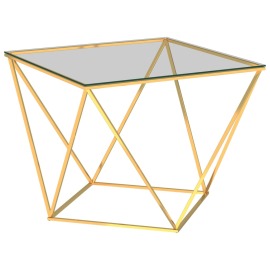 vidaXL Konferenčný stolík, zlatý 80x80x45 cm, nehrdzavejúca oceľ