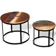 vidaXL Konferenčný stolík z masívneho recyklovaného dreva, 2 ks, okrúhly, 40 cm/50 cm - cena, srovnání