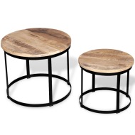 vidaXL Konferenčný stolík zo surového mangového dreva, 2 ks, okrúhly, 40 cm/50 cm - cena, srovnání