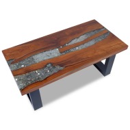 vidaXL Konferenčný stolík z teakového dreva a živice, 100 x 50 cm - cena, srovnání