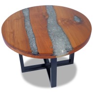 vidaXL Konferenčný stolík z teakového dreva a živice, 60 cm - cena, srovnání