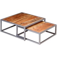 vidaXL Dvojdielna sada konferenčných stolíkov, masívne akáciové drevo - cena, srovnání