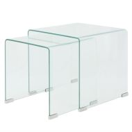 vidaXL Sada 2 zasúvacích stolíkov z tvrdeného skla, priehľadné - cena, srovnání