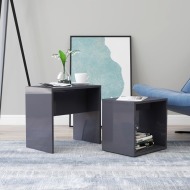 vidaXL Sada konferenčných stolíkov lesklá sivá 48x30x45 cm drevotrieska - cena, srovnání